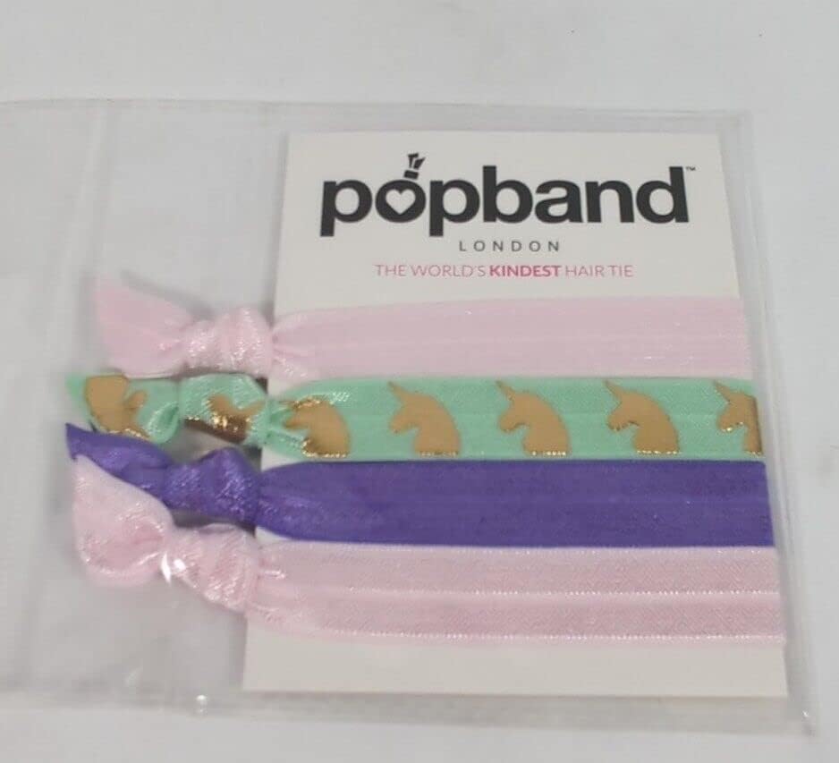 Popband London | Hair Tie | Unicorn | For All Day and Night | No Hair Crease | No Hair Damage | 4 Pc