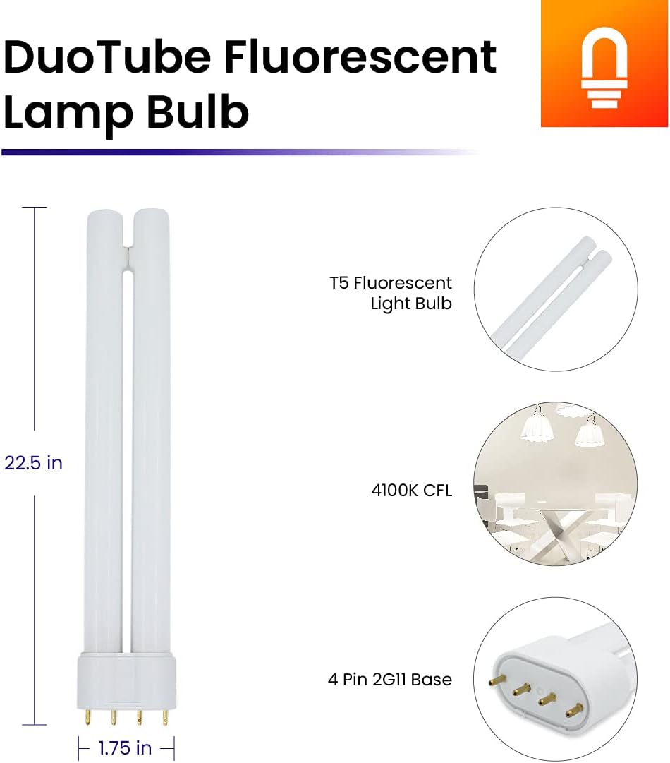 lumenivo 50 Watt Replacement Bulb for Philips PL-L 50W/841/4P/RS FT50DL/841/RS 50W DuoTube Fluorescent Light Bulb with 2G11 4 Pin Base - 1 Pack