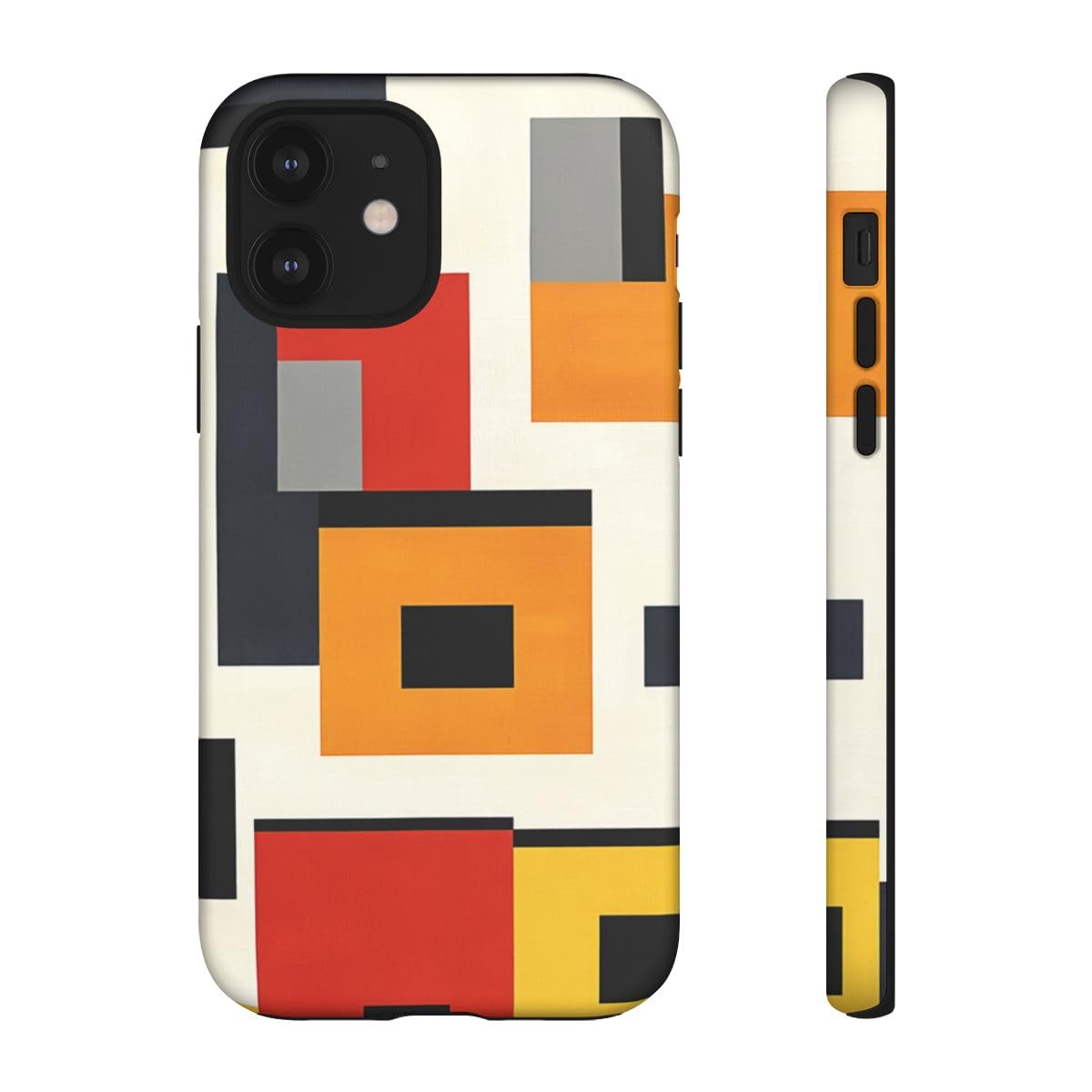 Coque rigide iPhone 12 mate noire protégeant des rayures avec style abstrait - 2