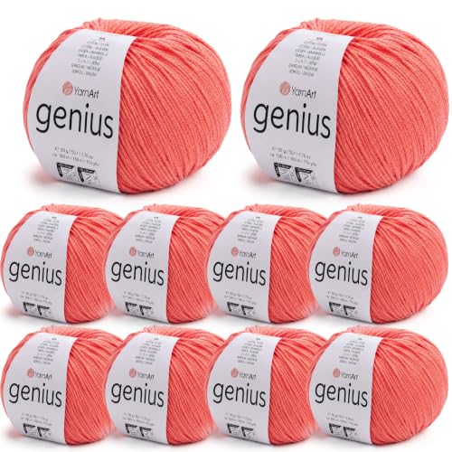 Image of YarnArt Genius Soft Cotton Blend Yarn, 10 Pack (1.76 oz / 174 Yds)