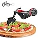 Produktbild Motorrad Pizzaschneider, Edelstahl Kunststoff Lustiger Pizzaroller Pizzarad, Pizza Cutter mit Scharfem Schneiderad & Ständer für Weihnachten Party Kreativ Geschenke
