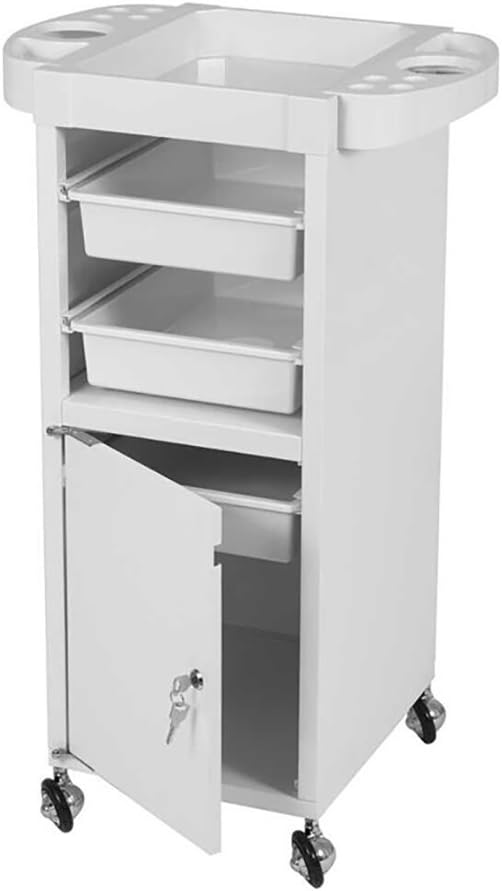 Salon Hairdressing Trolley Storage Tray Cart Coloring Beauty Hair Dryer Holder Stylist Equipment with Lockable Door,Rolling Wheels, Drawer