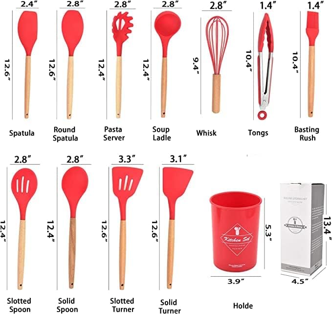 Miniatura 2 de Juego de utensilios de cocina de silicona, juego de utensilios de cocina antiadherentes de 12 piezas resistentes al calor, sin BPA, herramientas de