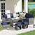 JOIVI 7 Piece Outdoor Patio Furniture Set, Patio Conversation Set with Aluminum Top Dining Table, Rattan Dining Sectional Sofa Set with Ottomans for Deck, Backyard, Navy Blue