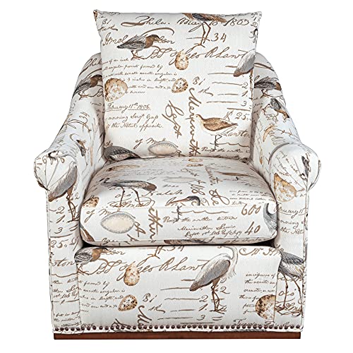 Sunset Trading Birdscript Swivel Chair, Cream/Brown/Gray/Green/Blue #TOP1