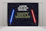 7x5ft Star Black Sky Universe Photography Backdrops Boy Birthday Background Blue and Red Lightsaber...