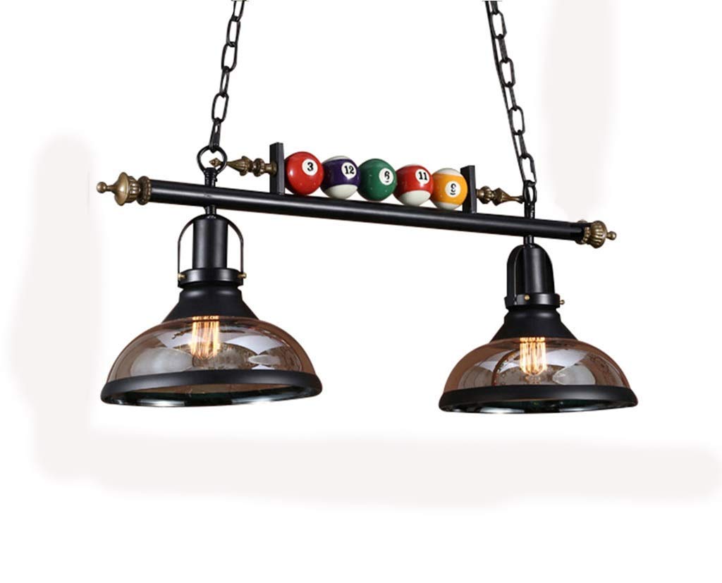 Retro Billiard Chandelier Creative Restaurant Bar Glass Chandelier Metal Iron Art 2 Heads E27 Lighti