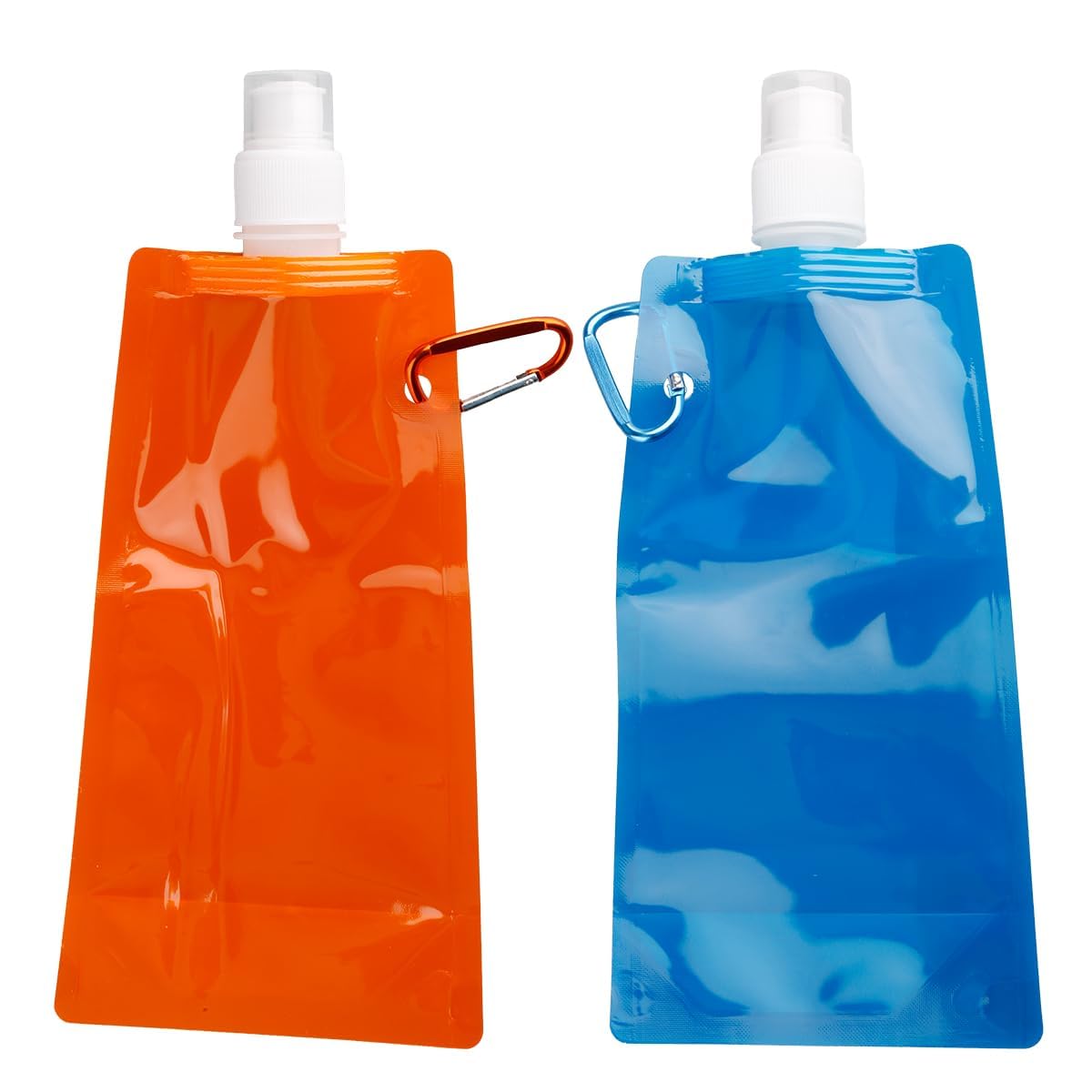 GroveEss Collapsible Water Bottle-2PCS Foldable Travel Water Bottles with Clips 480ML Reusable Portable Soft Leakproof Drink Pouches for Outdoor Sports Cycling Running Hiking