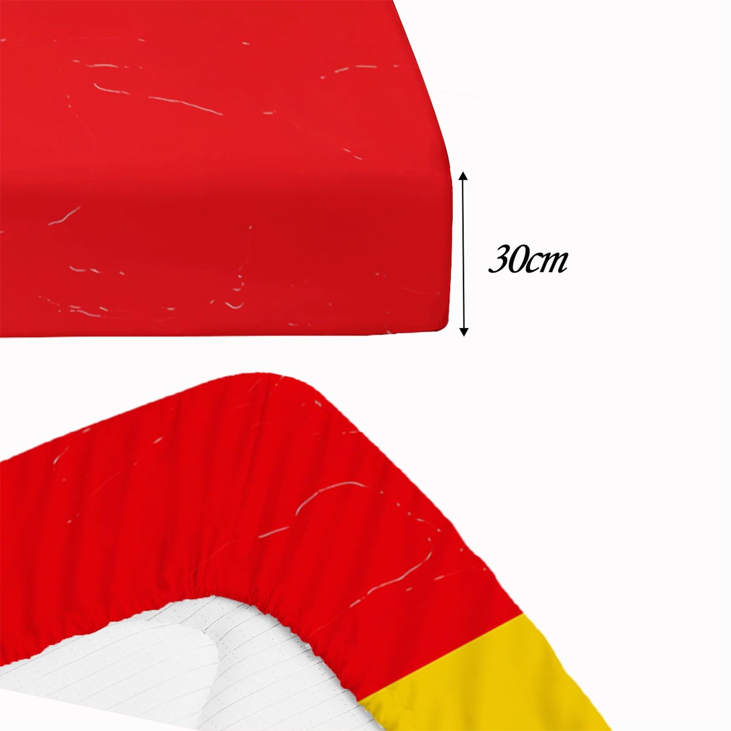 Prześcieradło z gumką 160 x 200 cm, ochraniacz na materac, niemiecka flaga, miękkie prześcieradło z mikrofibry, wielokolorowe, nadaje się do materacy do 30 cm, dostarczane z dwoma poszewkami na