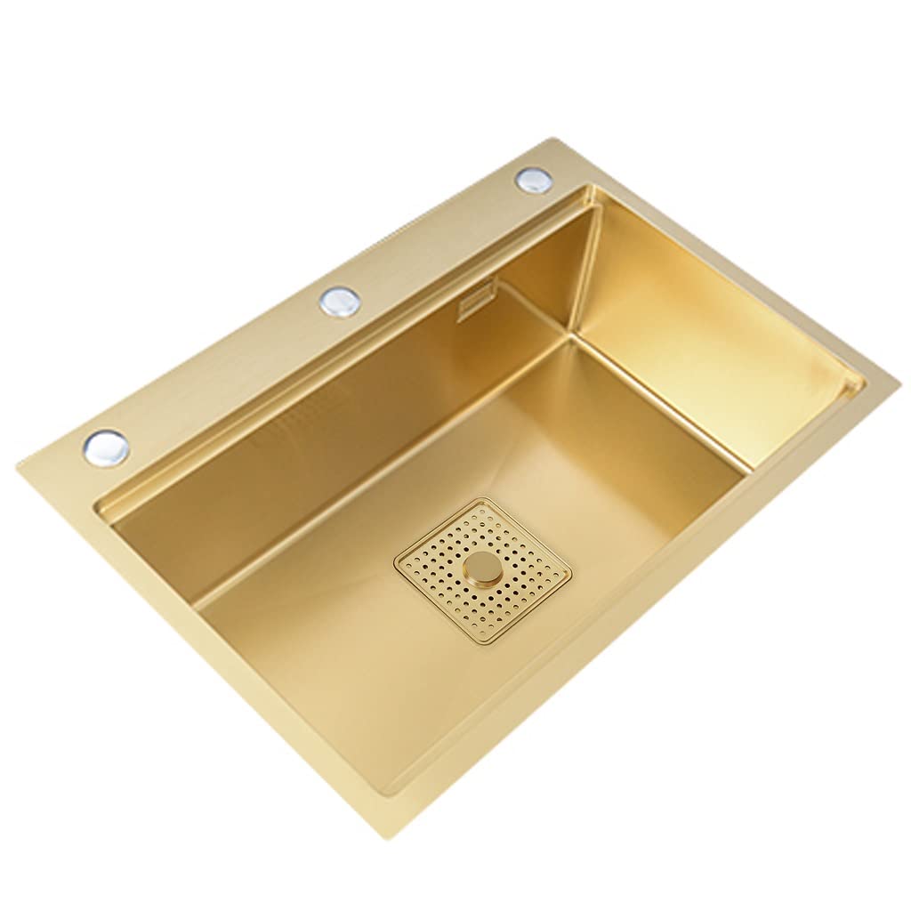 Évier sous plan en acier inoxydable doré 80cm pour cuisine et bar