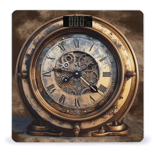 Báscula digital para baño con diseño Steampunk y vidrio templado miniatura 1