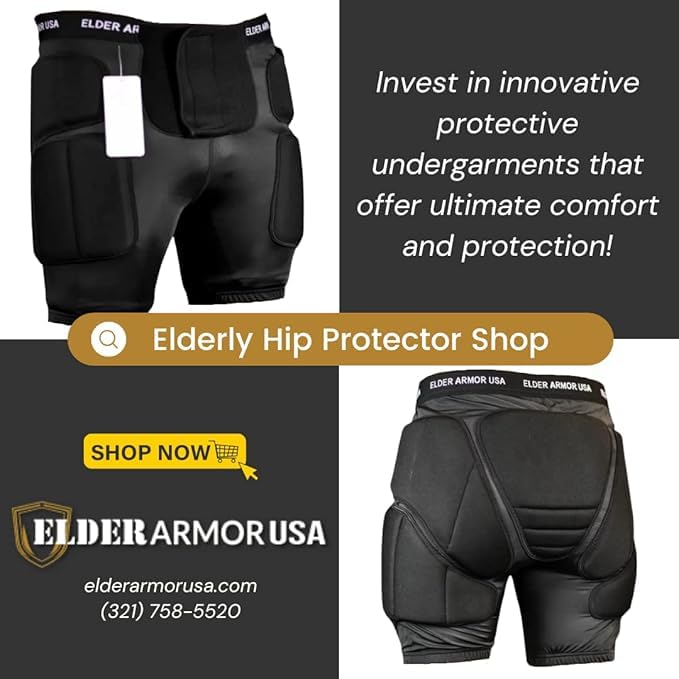 Elder Armor USA: Senior Hip Protection pad That Prevents and Protects The Hip, sit Bone, Tailbone, & Thigh from Injury Due to Fall. Light. Lightweight Breathable Matrial. Unisex Size 34-38