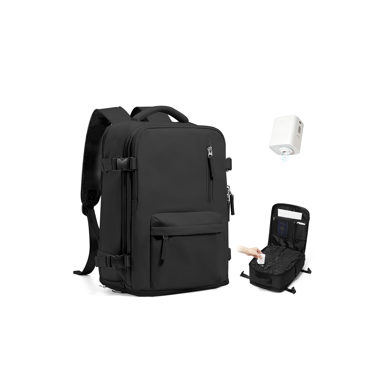 SZSYCN Zaino Sottovuoto Viaggio con Pompa Bagaglio a Mano Ryanair 40x30x20 | Borsa da Viaggio 40x30x20 Ryanair con Sottovuoto Borsa Antifurto Impermeabile Zaino Sottovuoto per Laptop da 16 Pollici