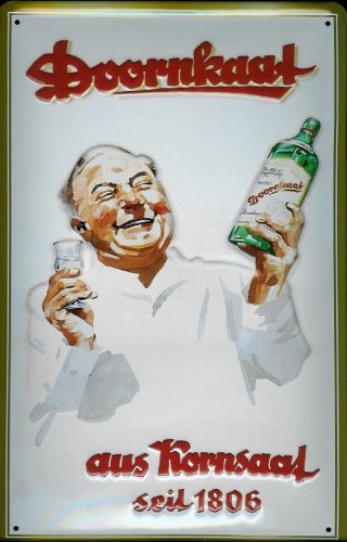 Targa in metallo con retro 'Doornkaat Korn aus