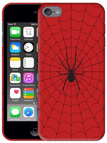 SM CASES for iPod Touch 7 Case, iPod Touch 6 Case, iPod Touch 5 Case - Web Spider Red Design 3D Printed Phone Back Hard Plastic Cover Case for iPod Touch 7/6 / 5.