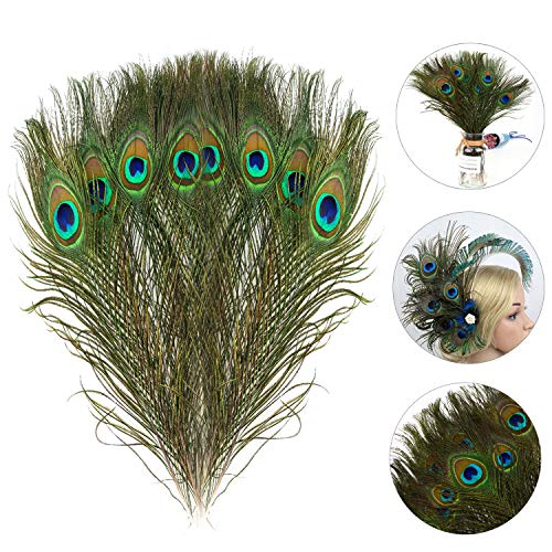 Mwoot 15 pezzi Naturali Piume di Pavone Pavone Piume di Coda, per i monili Domestici della Decorazione di DIY Carnevale di Venezia tutti i festival Halloween artigianato forniture (28-32CM)