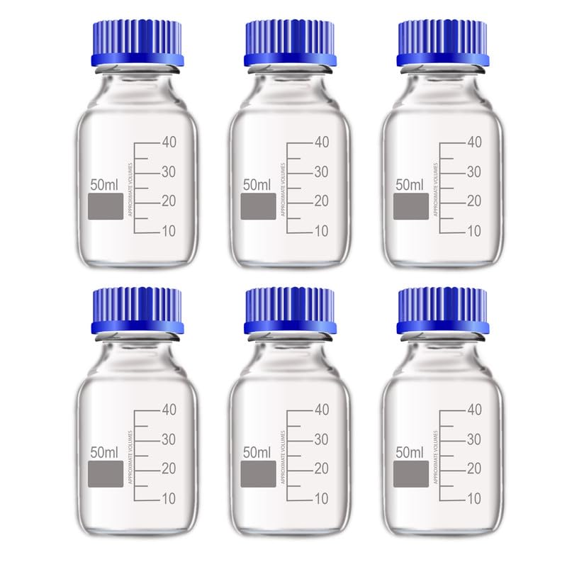 OCTA Borosilicate Glass Narrow Mouth Reagent Bottle with Screw Cap 50ml Pack of 6 - Durable, Thermal Shock Resistant, and Leak-Proof. Ideal for Secure Storage Laboratory Chemicals and Samples-image-21