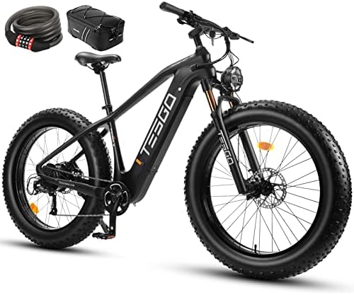 TESGO Fat Tire Electric Bike Peak 1500W, Carbon Fiber 26"*4.8 Adult Ebike Bicycle [Samsung 48V 20Ah Battery] Long Range 120KM, Electric Mountain Beach Bike with Fork, Shimano 9-Speed, Hydraulic Brake