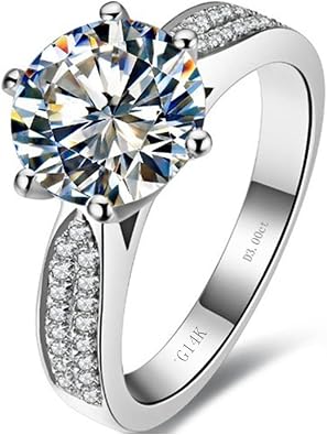 Royal Crown Solid White Gold 14K Moissanite Diamond Ring Test Positive Engagement Jewelry GRA Certificate