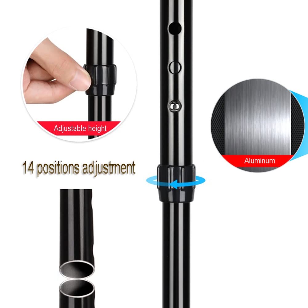 Stampelle Ortopediche Adulto, Stampella Regolabile, (2 unità), Nero, Altezza Applicabile: 140-180cm