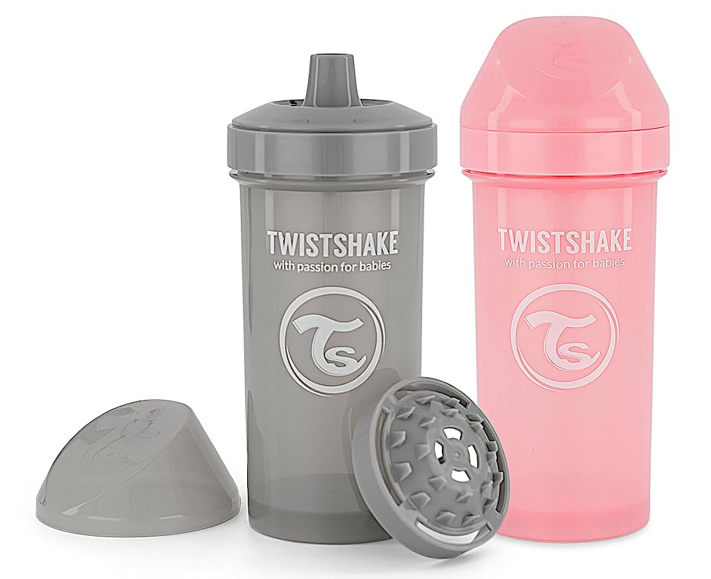 Twistshake Lekvrije Drinkfles voor Baby's met Harde Tuit en Fruitmixer - 360ml | Trainerfles voor Kinderen | Morsbestendige Waterflessen voor Baby's | Lekvrije Drinkbekers | BPA-vrije | Lichtblauw
