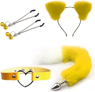WreGmgg Juego de Cuatro Piezas de Nylon para Personajes de Zorro y Gato Blancos y Amarillos, Acción de Gracias - H