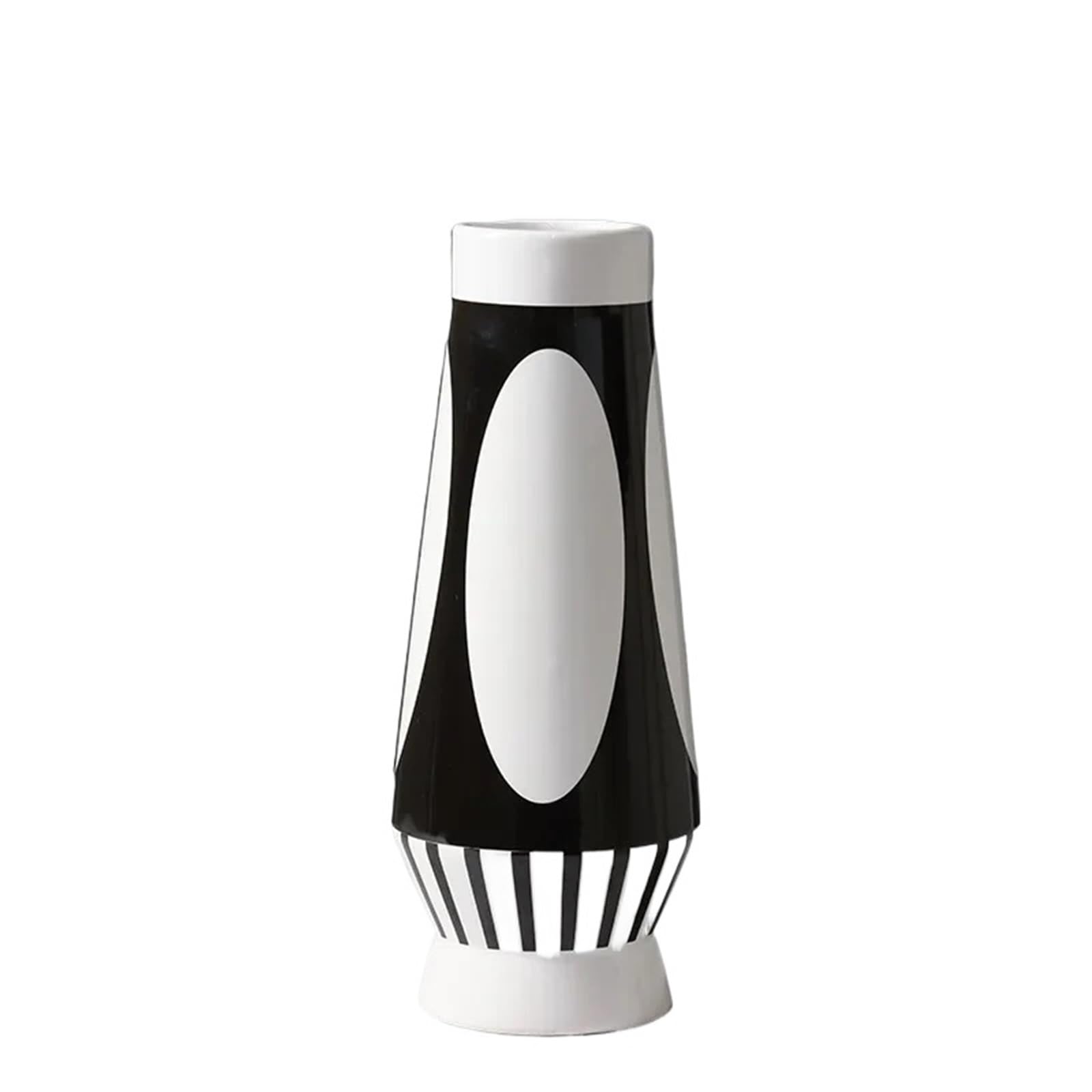 Flower Vase Simple Modern Black White Ceramic Vase Flower Arrangement Container Irregular Geometric Living Room Countertop Decoration(Style03)