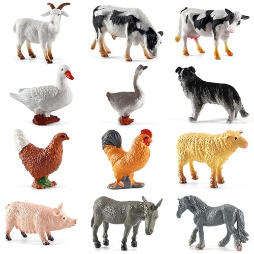 Mini animaux de la ferme - Kit miniature d'animaux de la ferme - Collection de figurines de ranch réalistes - Modèles éducatifs interactifs - Lot de...