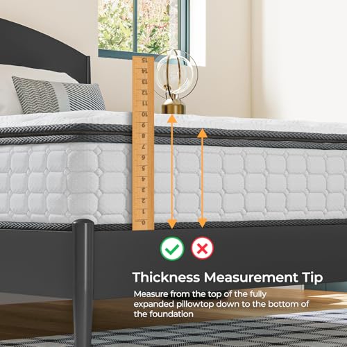 Image of Vesgantti Twin Mattress, 10 Inch Hybrid Twin Size Mattress in a Box, Single Bed Pillow Top Mattresses, Foam and Pocket Coils Innerspring Mattresses, Pressure Relief, Medium Firm Feel