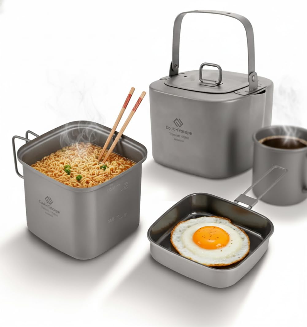 Amazon.co.jp: COOK'N'ESCAPE チタンクッカーセット 角型 3点セット