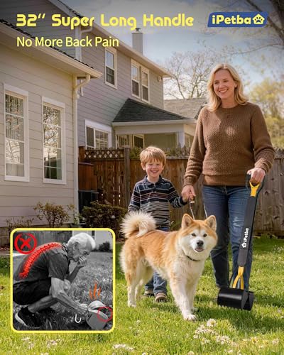 Image of Large Dog Pooper Scooper for Yard, 32 inch Long Handle, No Bending | Save Back, Heavy Duty, Powerful Jaw Grip, One-Hand Operation, Mess-Free Pickup for Grass Gravel Concrete, Easy to Rinse