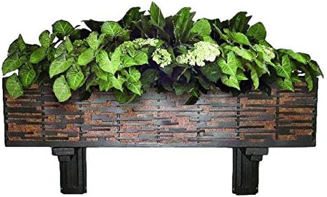 MY SWANKY HOME Elegant Geometric Design Bronze Metal Wall Planter Box Flower Indoor Outdoor
