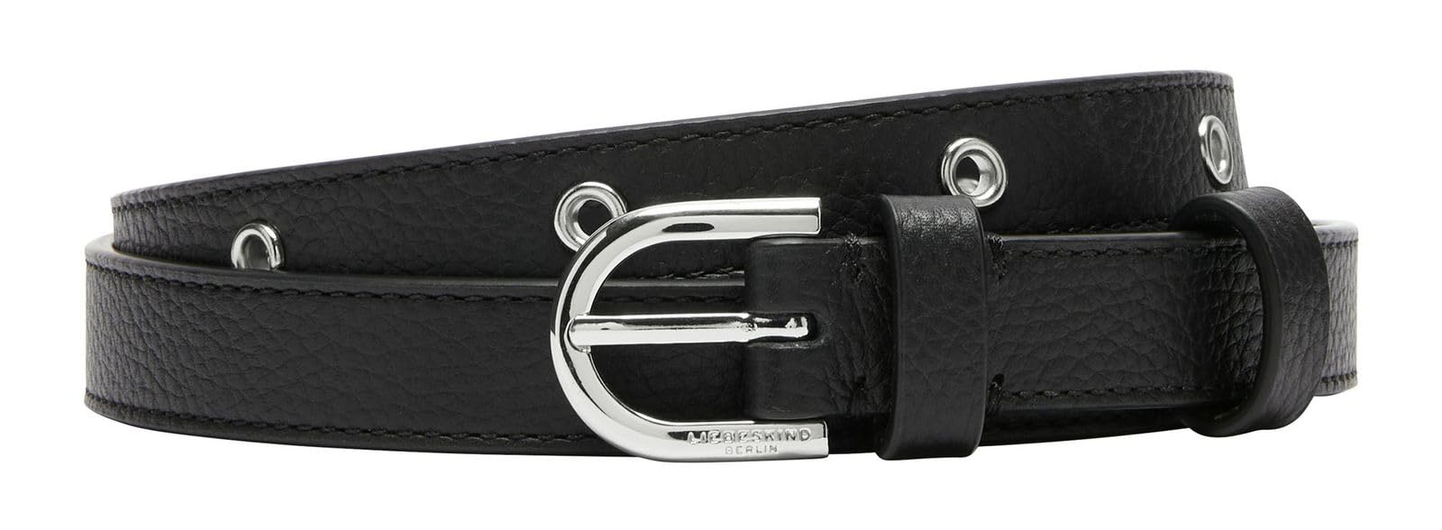 LIEBESKIND BERLIN Leather waist belt Fab 5 Kodiaq Sheep Roller Buckle Belt 1.8 CM W105 Black