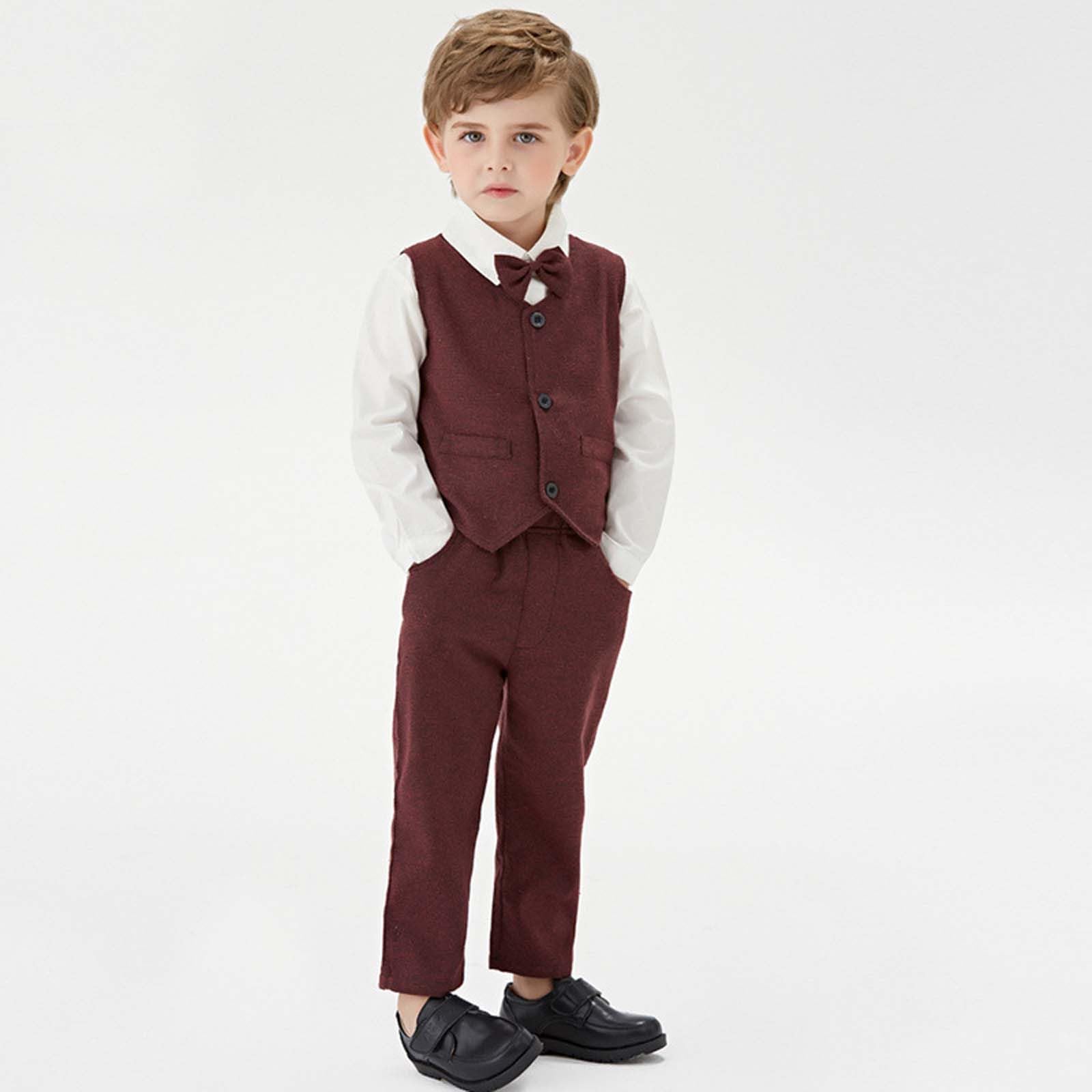 Generico Completo Formale per Bambini, Elegante Gilet, Papillon, Camicia a Maniche Lunghe e Pantaloni, per Feste e Matrimoni