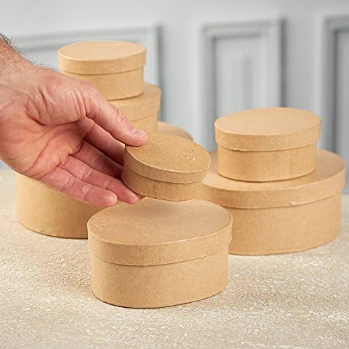 Factory Direct Craft® Handcrafted Paper Mache Oval Boxes- 7 Boxes