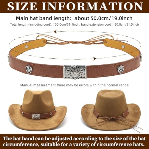 Image of Cowboy Hat Bands for Men and Women,Hatbands Belt for Cowboy /Western /Fedora /Cowgirl Hats Multicolor