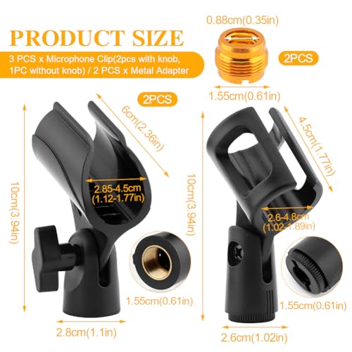image for RVXlRDN 3 pcs Universal Microphone Clip Holder, Adjustable Mic Holder 