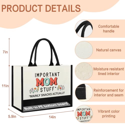 Image of Gifts for Mom from Daughter Son, New Step Bonus Mom Birthday Cool Gifts for Mama Mammy, Mother Shopping Canvas Tote Bag
