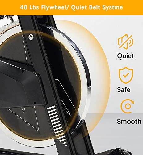 PYHIGH Indoor Cycling Bike-48lbs Flywheel Belt Drive Stationary Bicycle Exercise Bikes with LCD Monitor for Home Cardio Workout Bike Training- Black (Black) - Home Fitness Guru PYHIGH Indoor Cycling Bike-48lbs Flywheel Belt Drive Stationary Bicycle Exercise Bikes with LCD Monitor for Home Cardio Workout Bike Training- Black (Black) - Image 5