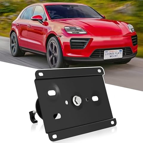 New No Drill Front Bumper License Plate Mount Bracket Holder Compatible with Porsche Macan 2019-2023 Front Grille License Plate Frames Front License Plate Mounting Kit Car Tag Accessories Cover