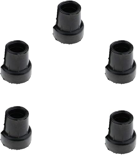 5 puntas de repuesto de bastón de goma antideslizante, puntas de bastón de pie para bastón de pie, pies de muleta de 0.748 in disponible en Yaxa Peru