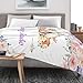 tussouMA Personalized Boho Woodland Animals Pink Purple Floral Bedding Flannel Throw Blankets Custom with Name Swaddle Festival Birthday Wedding for Baby,Adult,Kids,Girls,Boys Gifts All Seasons