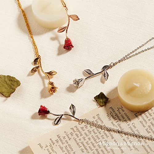 Beauty And The Beast Rose Necklace In Red Petal And Gold Anniversary Gift For Her Personalized Bridesmaid Gift Unique Gifts For Women Christmas Gift For Mom - 3Ern #TOP2