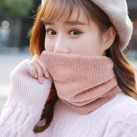 Chalier Infinity Scarf Winter Double-Layer Neck Warmer Knit Fleece Lined Circle Loop Scarves - Image 5