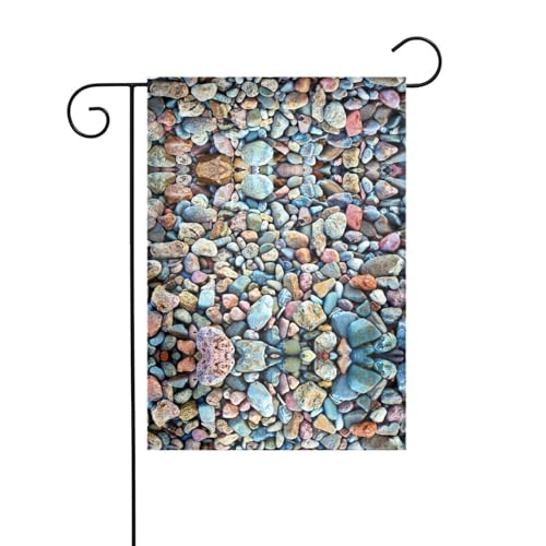 Bandera de jardín de primavera con estampado de piedra de 12 x 18 pulgadas, banderas de temporada para decoración al aire libre, banderas de jardín de vacaciones