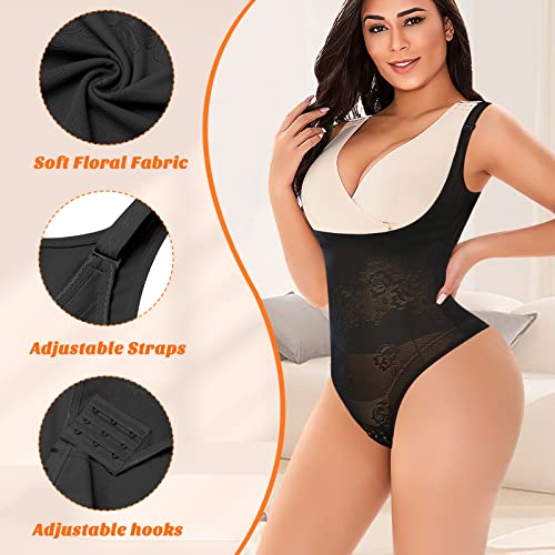 Image of Thong Shapewear Bodysuit for Women Tummy Control Open Bust Body Shaper | Light Tummy Control Thong Bodysuit,Slimming Body Shaper Slimmer,Shaping Bodysuit Thong Girdle