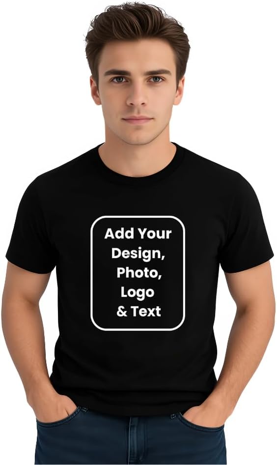 Personalized Adult Men's T-Shirt - Round Neck Short Sleeve Cotton Tshirt - Customizable with your Design - Gifts for Birthdays, Anniversaries