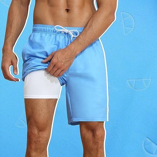 Nonwe Men's Swim Trunks with Compression Liner Quick Dry 2 in 1 Summer Board Shorts with Pockets2