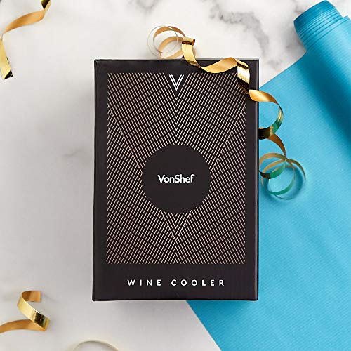 VonShef Copper Wine Bottle Cooler Chiller, Stainless Steel, Double Walled Insulated, Stemless Holder with Gift Box