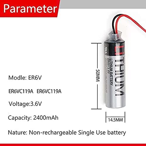Miniatura 2 de (paquete de 12) ER6V3.6V ER6VC119A ER6VC119B 2400mAh batería de litio no recargable para PLC M70 3.6V 2400mAh batería de litio con enchufe negro